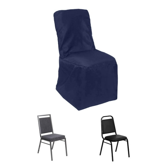 Efavormart Polyester Square Top Banquet Chair Cover Navy Blue - Reusable Slip-On Slipcover for Events
