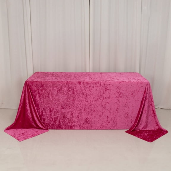 Efavormart Premium Crushed Velvet Rectangle Tablecloth 90"x132" Fuchsia - Seamless Soft & Reusable Table Cover