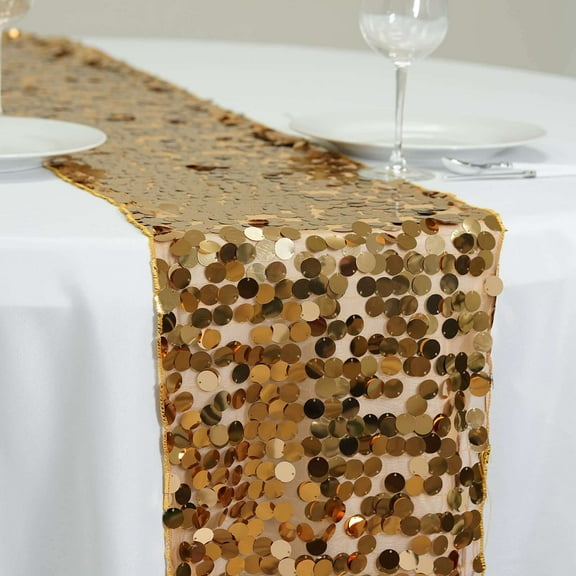 Efavormart Premium Gold Sequin Restaurant Table Top Runners For Weddings Birthday Banquets Decor Fit Rectangle and Round Table