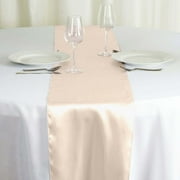 Efavormart Premium SATIN Table Top Runner For Weddings Birthday Party Decor Fit Rectangle and Round Table 12" x 108" Beige