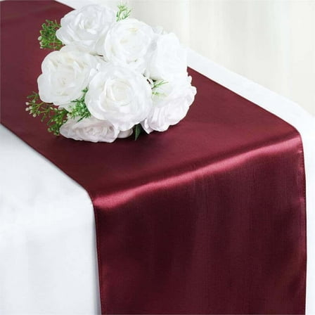 Efavormart Premium SATIN Table Top Runner For Weddings Birthday Party Fit Rectangle and Round Table 12" x 108"  Burgundy