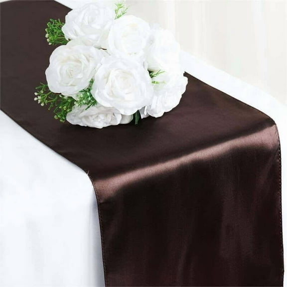 Efavormart Premium SATIN Table Top Runner For Weddings Birthday Party Fit Rectangle and Round Table 12" x 108" Chocolate
