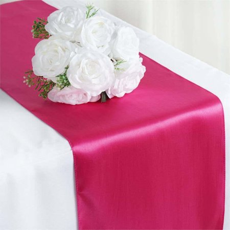 Efavormart Premium SATIN Table Top Runner For Weddings Birthday Party Fit Rectangle and Round Table 12" x 108" Fushia