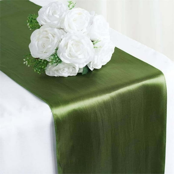 Efavormart Premium SATIN Table Top Runner For Weddings Birthday Party Fit Rectangle and Round Table 12" x 108"  Moss / Willow