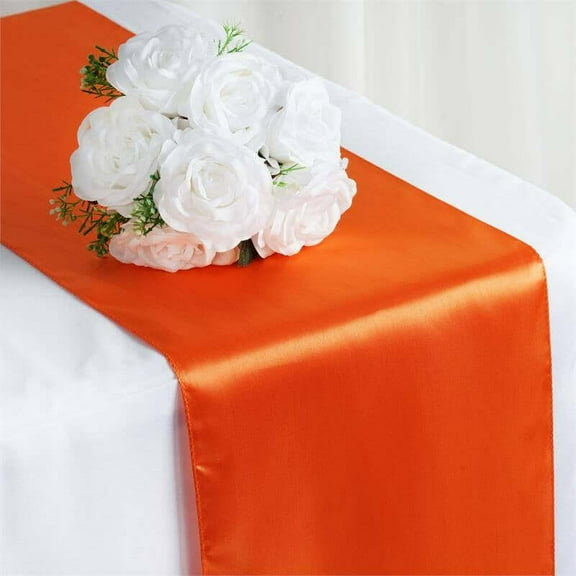 Efavormart Premium SATIN Table Top Runner For Weddings Birthday Party Fit Rectangle and Round Table 12" x 108" Orange