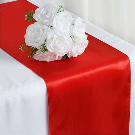 Efavormart Premium SATIN Table Top Runner For Weddings Birthday Party Fit Rectangle and Round Table 12" x 108" Red