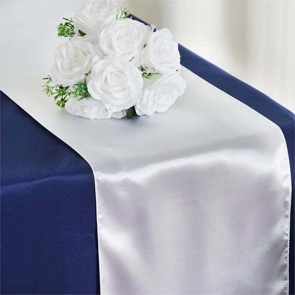 Efavormart Premium SATIN Table Top Runner For Weddings Birthday Party Fit Rectangle and Round Table 12" x 108" White