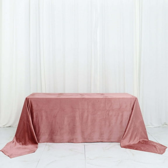 Efavormart Premium Velvet Dusty Rose 90" x 156" Rectangle Tablecloth For Wedding Party Events