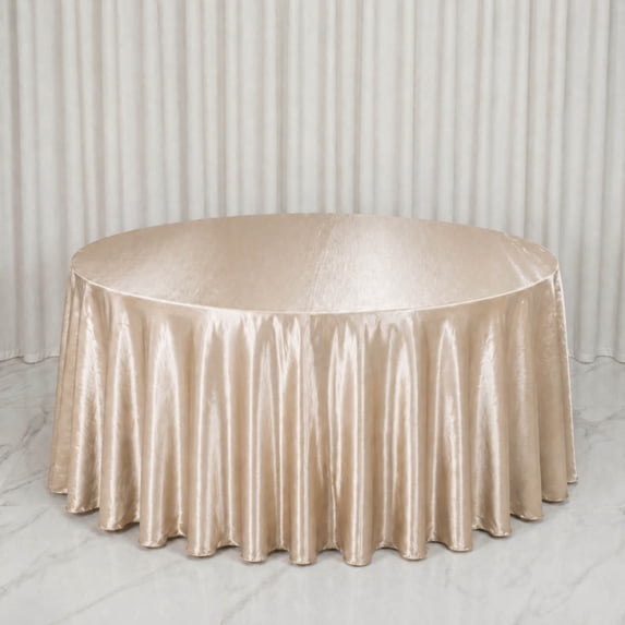 Efavormart Premium Velvet Round Tablecloth 132" Champagne - Soft & Reusable Table Cover