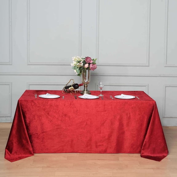 Efavormart Premium Velvet Wine 90" x 132" Rectangle Tablecloth For Wedding Party Events