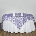 thumbnail image 1 of Efavormart Purple Damask Flocking Square Tablecloth Overlay 90"x90" Square Tablecloth Cover For Wedding Party Event Banquet, 1 of 4