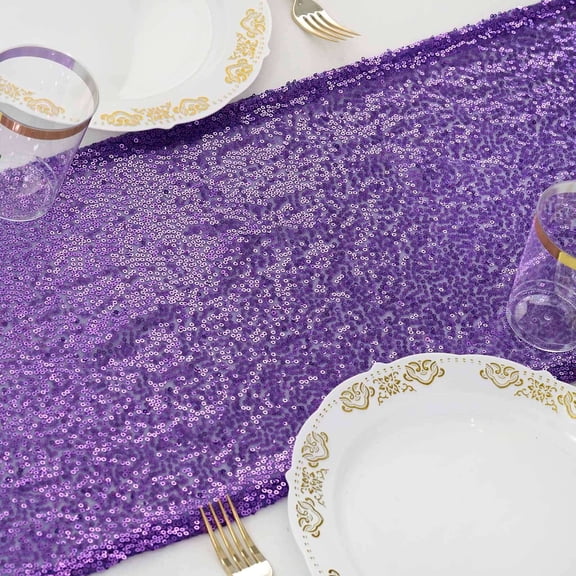 Efavormart Purple Sequin Premium Table Runners For Weddings Birthday Parties Banquets Decor Fit Rectangle and Round Table 108x12"