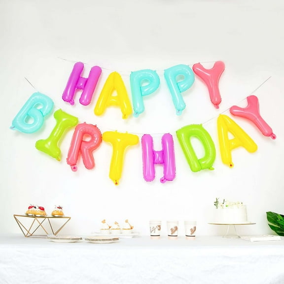 Efavormart Ready To Use Multi-Color Mylar Foil Balloon HAPPY BIRTHDAY Banner Sign - 13"