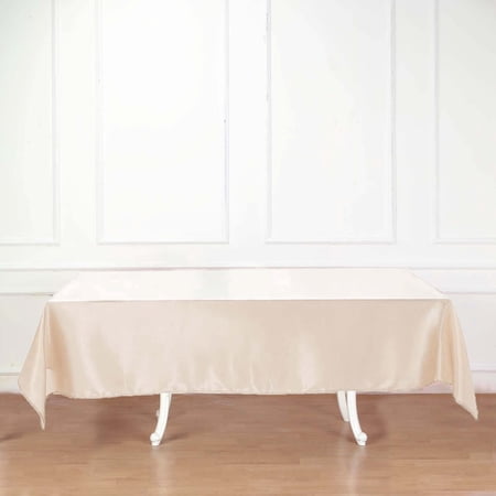 Efavormart Rectangle Satin Tablecloth, 60"x102" Smooth Oblong Washable Table Cloth, Decorative Silky Fabric Table Cover for Wedding, Party, Banquet- Beige