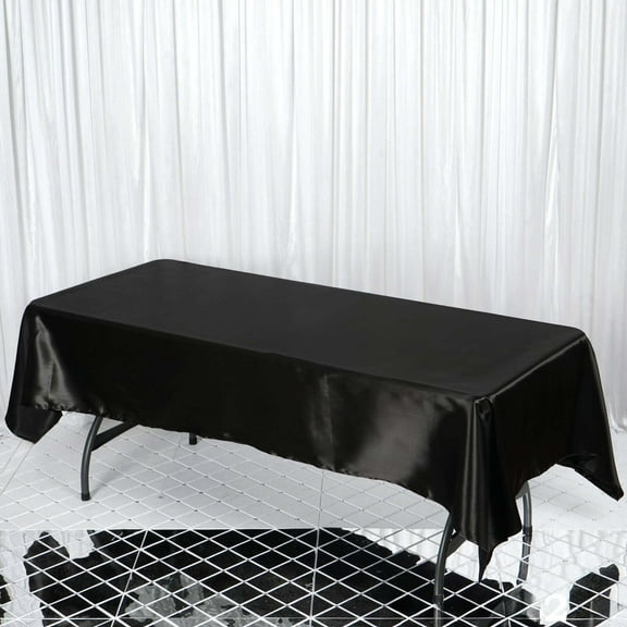 Efavormart 60x102" Rectangle BLACK Wholesale SATIN Tablecloth Banquet Linen Wedding Party Restaurant Tablecloth