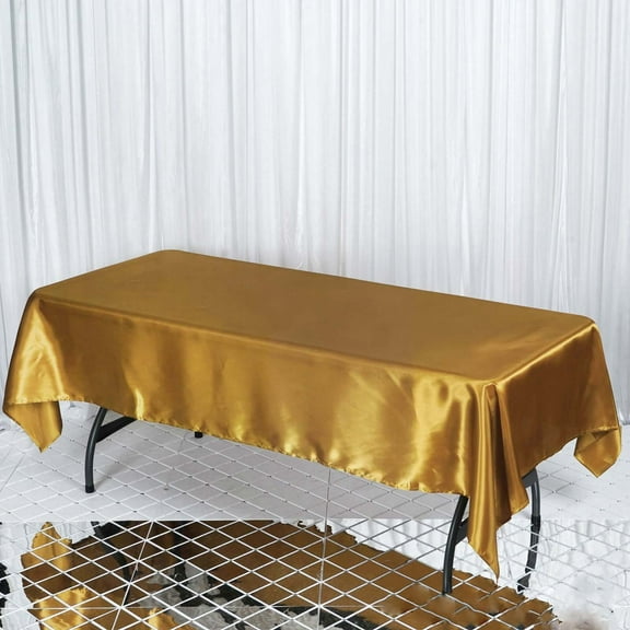 Efavormart Rectangle Satin Tablecloth, 60"x102" Smooth Oblong Washable Table Cloth, Decorative Silky Fabric Table Cover for Wedding, Party, Banquet- Gold