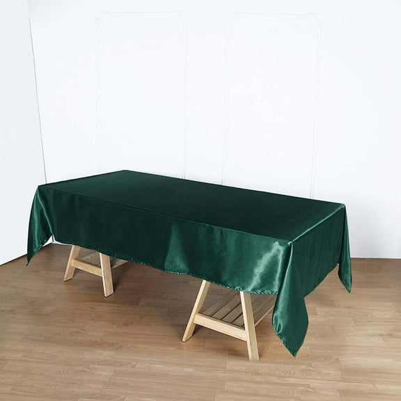 Efavormart Rectangle Satin Tablecloth, 60"x102" Smooth Oblong Washable Table Cloth, Decorative Silky Fabric Table Cover for Wedding, Party, Banquet- Hunter Green
