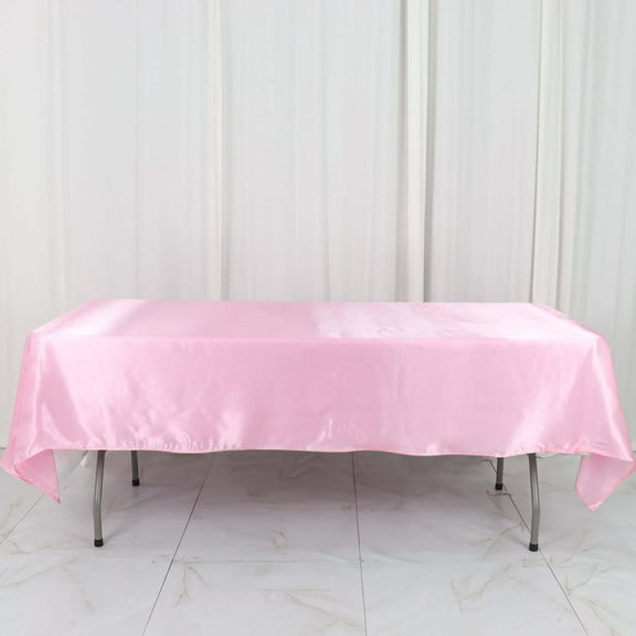 Efavormart Rectangle Satin Tablecloth, 60"x102" Smooth Oblong Washable Table Cloth, Decorative Silky Fabric Table Cover for Wedding, Party, Banquet- Pink