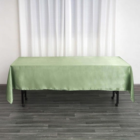 Efavormart Rectangle Satin Tablecloth, 60"x102" Smooth Oblong Washable Table Cloth, Decorative Silky Fabric Table Cover for Wedding, Party, Banquet- Sage Green