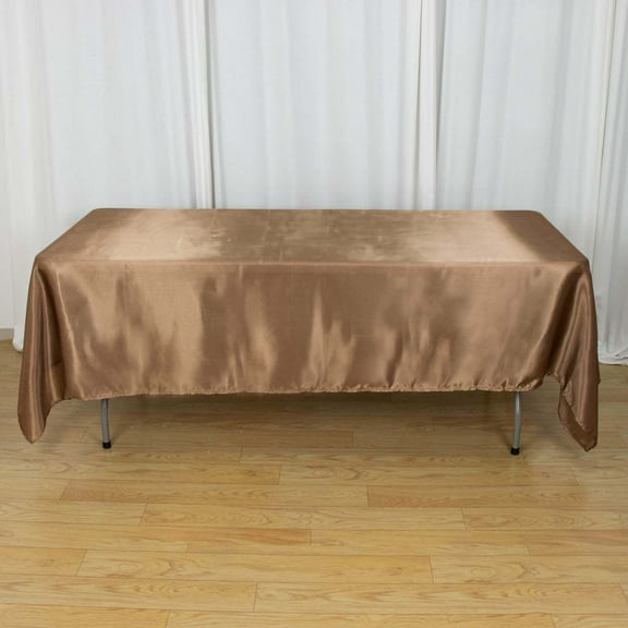 Efavormart Rectangle Satin Tablecloth, 60"x102" Smooth Oblong Washable Table Cloth, Decorative Silky Fabric Table Cover for Wedding, Party, Banquet- Taupe