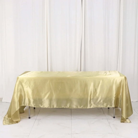 Efavormart Rectangle Satin Tablecloth, 60"x126" Smooth Oblong Washable Table Cloth, Decorative Silky Fabric Table Cover for Wedding, Party, Banquet- Champagne