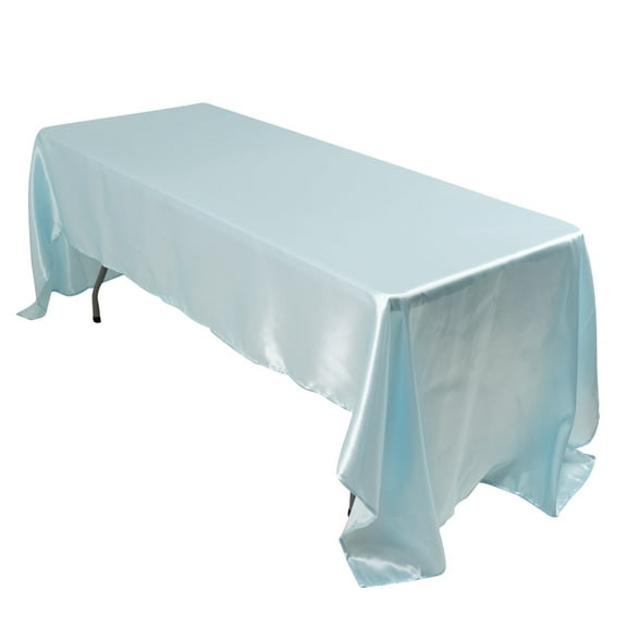 Efavormart Rectangle Satin Tablecloth, 60"x126" Smooth Oblong Washable Table Cloth, Decorative Silky Fabric Table Cover for Wedding, Party, Banquet- Light Blue