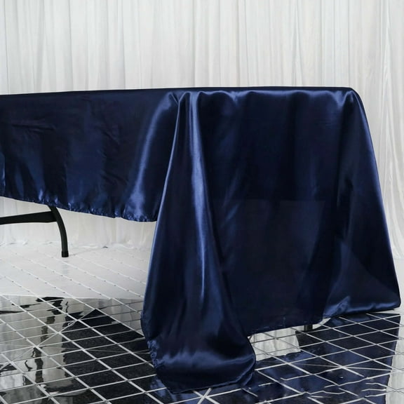 Efavormart 60x126" Rectangle NAVY Wholesale SATIN Tablecloth Banquet Linen Wedding Party Restaurant Tablecloth