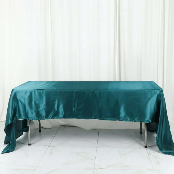 Efavormart Rectangle Satin Tablecloth, 60"x126" Smooth Oblong Washable Table Cloth, Decorative Silky Fabric Table Cover for Wedding, Party, Banquet- Peacock Teal Green