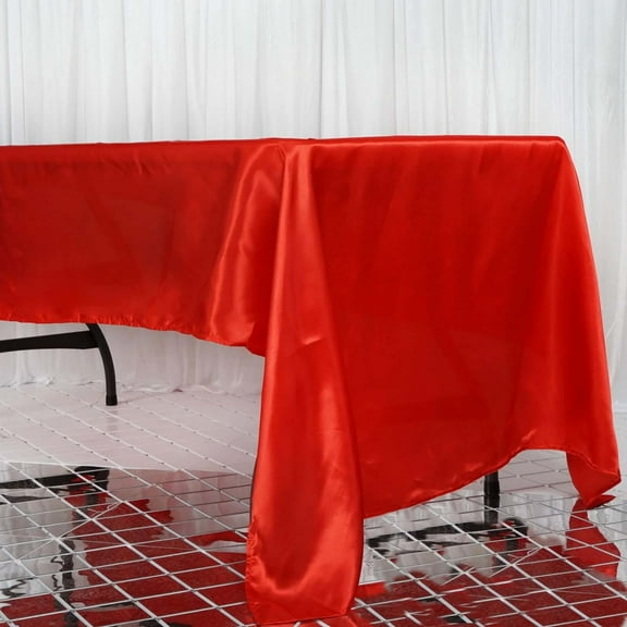 Efavormart Rectangle Satin Tablecloth, 60"x126" Smooth Oblong Washable Table Cloth, Decorative Silky Fabric Table Cover for Wedding, Party, Banquet- Red