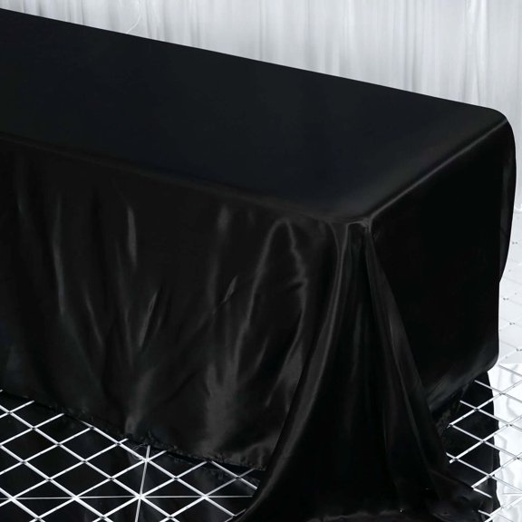 Efavormart 90x132" Rectangle BLACK Wholesale SATIN Tablecloth Banquet Linen Wedding Party Restaurant Tablecloth