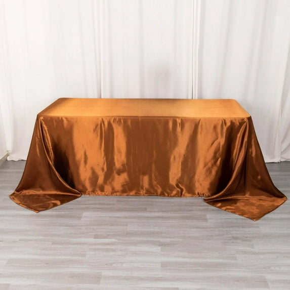 Efavormart Rectangle Satin Tablecloth, 90"x132" Smooth Oblong Washable Table Cloth, Decorative Silky Fabric Table Cover for Wedding, Party, Banquet- Brown