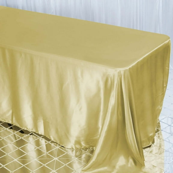 Efavormart Rectangle Satin Tablecloth, 90"x132" Smooth Oblong Washable Table Cloth, Decorative Silky Fabric Table Cover for Wedding, Party, Banquet- Champagne