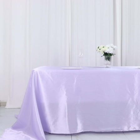 Efavormart Rectangle Satin Tablecloth, 90"x132" Smooth Oblong Washable Table Cloth, Decorative Silky Fabric Table Cover for Wedding, Party, Banquet- Lavender