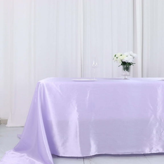 Efavormart Rectangle Satin Tablecloth, 90"x132" Smooth Oblong Washable Table Cloth, Decorative Silky Fabric Table Cover for Wedding, Party, Banquet- Lavender
