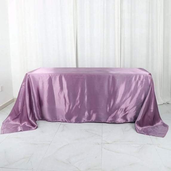 Efavormart Rectangle Satin Tablecloth, 90"x132" Smooth Oblong Washable Table Cloth, Decorative Silky Fabric Table Cover for Wedding, Party, Banquet- Violet