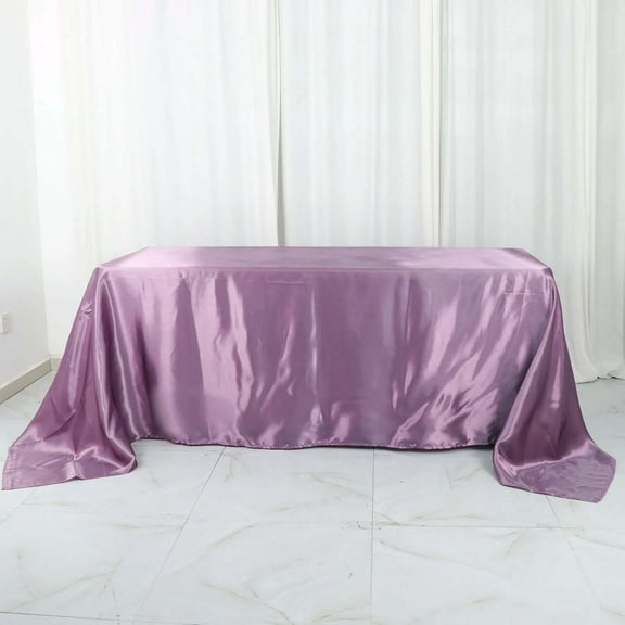 Efavormart Rectangle Satin Tablecloth, 90"x132" Smooth Oblong Washable Table Cloth, Decorative Silky Fabric Table Cover for Wedding, Party, Banquet- Violet