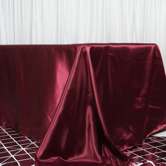 Efavormart Rectangle Satin Tablecloth, 90"x156" Smooth Oblong Washable Table Cloth, Decorative Silky Fabric Table Cover for Wedding, Party, Banquet- Burgundy