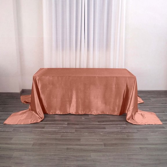 Efavormart Rectangle Satin Tablecloth, 90"x156" Smooth Oblong Washable Table Cloth, Decorative Silky Fabric Table Cover for Wedding, Party, Banquet- Terracotta