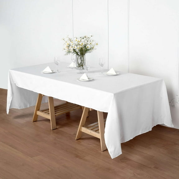Efavormart Rectangle Tablecloth, 50"x120" Stain & Wrinkle Resistant Washable Table Cloth, Oblong Decorative Polyester Fabric Table Cover for Dining, Party, Wedding & Baby Shower- White