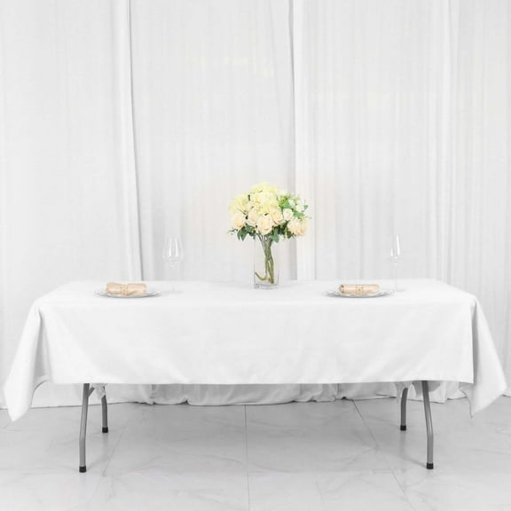 Efavormart Rectangle Tablecloth, 54"x96" Stain & Wrinkle Resistant Washable Table Cloth, Oblong Decorative Polyester Fabric Table Cover for Dining, Party, Wedding & Baby Shower- White