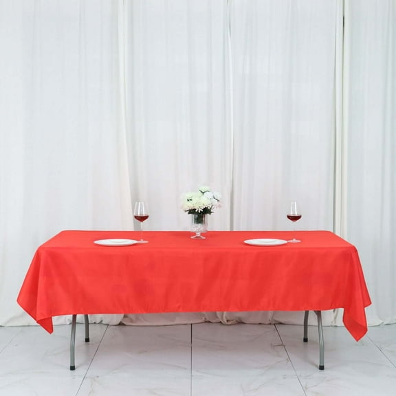 Efavormart Rectangle Tablecloth, 54"x96" Stain & Wrinkle Resistant Washable Table Cloth, Oblong Decorative Polyester Fabric Table Cover for Dining, Party, Wedding & Baby Shower- Red
