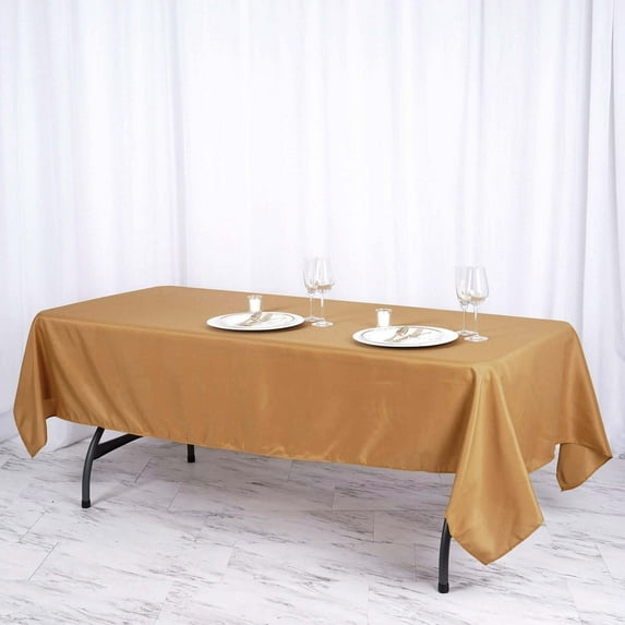 Efavormart Rectangle Tablecloth, 60"x102" Stain & Wrinkle Resistant Washable Table Cloth, Oblong Decorative Polyester Fabric Table Cover for Dining, Party, Wedding & Baby Shower- Gold