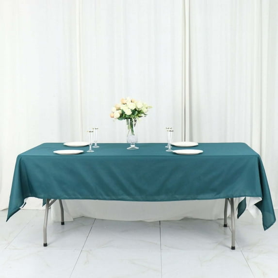 Efavormart Rectangle Tablecloth, 60"x102" Stain & Wrinkle Resistant Washable Table Cloth, Oblong Decorative Polyester Fabric Table Cover for Dining, Party, Wedding & Baby Shower- Peacock Teal Green