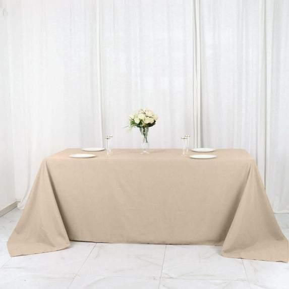 Efavormart Rectangle Tablecloth, 90"x132" Stain & Wrinkle Resistant Washable Table Cloth, Oblong Decorative Polyester Fabric Table Cover for Dining, Party, Wedding & Baby Shower- Nude Beige