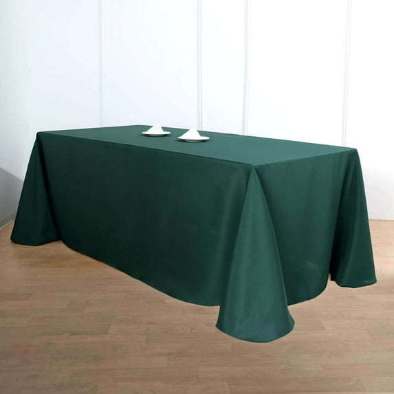 Efavormart Rectangle Tablecloth, 90"x156" Stain & Wrinkle Resistant Washable Table Cloth, Oblong Decorative Polyester Fabric Table Cover for Dining, Party, Wedding & Baby Shower- Hunter Green