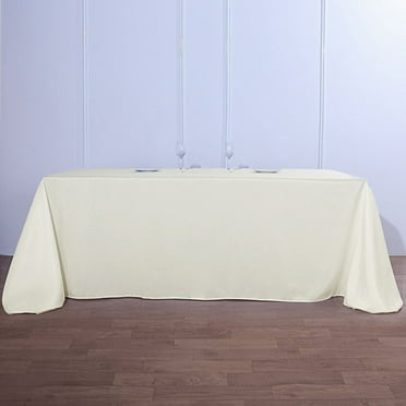 Efavormart Rectangle Tablecloth, 90"x156" Stain & Wrinkle Resistant Washable Table Cloth, Oblong Decorative Polyester Fabric Table Cover for Dining, Party, Wedding & Baby Shower- Ivory