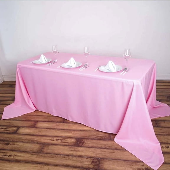Efavormart 90x156" PINK Wholesale Rectangle Polyester Tablecloth Linen Wedding Party Restaurant Tablecloth