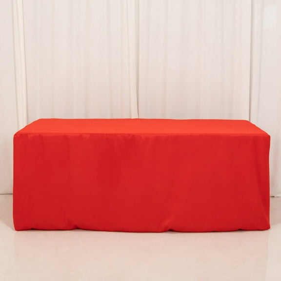 Efavormart Red Fitted Premium Polyester Rectangle Tablecloth 8ft Table Cover For 72"x30" Tables - 220GSM