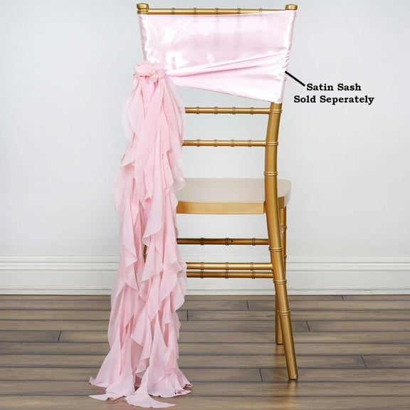 Efavormart Rose Gold | Blush Chiffon Curly Chair Sash