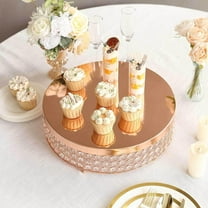 Efavormart Rose Gold Crystal Beaded Metal Cake Stand Pedestal, Cupcake Display, Dessert Riser - 16"